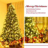 带 LED 灯和松果的植绒人造圣诞树 - 8 英尺 Flocked Artificial Christmas Tree with LED Lights and Pine Cones-8 ft