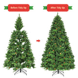 带 LED 灯和松果的植绒人造圣诞树 - 8 英尺 Flocked Artificial Christmas Tree with LED Lights and Pine Cones-8 ft