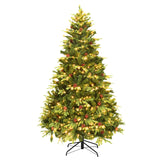 带 LED 灯和松果的人造圣诞树 - 7' Artificial Christmas Tree with LED Lights and Pine Cones-7'