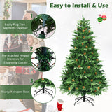 带 LED 灯和松果的人造圣诞树 - 7' Artificial Christmas Tree with LED Lights and Pine Cones-7'