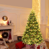 带 LED 灯和松果的人造圣诞树 - 7' Artificial Christmas Tree with LED Lights and Pine Cones-7'