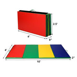 4 英尺 x 10 英尺厚折叠面板体操垫-深多色 4 Feet x 10 Feet Thick Folding Panel Gymnastics Mat-Deep Multicolor