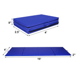 4 英尺 x 10 英尺厚折叠面板体操垫 - 蓝色 4 Feet x 10 Feet Thick Folding Panel Gymnastics Mat-Blue