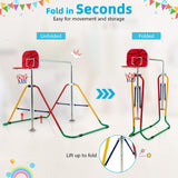 儿童折叠单杠4档可调-多色 Kids Folding Horizontal Bar with 4 Adjustable Heights-Multicolor