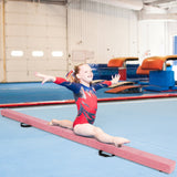 7 英尺折叠便携式地板平衡木带手柄体操运动员-粉色 7 Feet Folding Portable Floor Balance Beam with Handles for Gymnasts-Pink