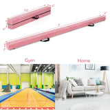 7 英尺折叠便携式地板平衡木带手柄体操运动员-粉色 7 Feet Folding Portable Floor Balance Beam with Handles for Gymnasts-Pink