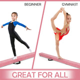 7 英尺折叠便携式地板平衡木带手柄体操运动员-粉色 7 Feet Folding Portable Floor Balance Beam with Handles for Gymnasts-Pink