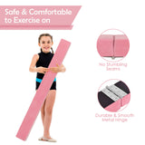 7 英尺折叠便携式地板平衡木带手柄体操运动员-粉色 7 Feet Folding Portable Floor Balance Beam with Handles for Gymnasts-Pink