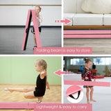 7 英尺折叠便携式地板平衡木带手柄体操运动员-粉色 7 Feet Folding Portable Floor Balance Beam with Handles for Gymnasts-Pink