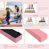 7 英尺折叠便携式地板平衡木带手柄体操运动员-粉色 7 Feet Folding Portable Floor Balance Beam with Handles for Gymnasts-Pink