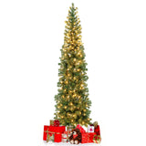 7 英尺预亮半形圣诞树，带 150 盏灯 7 Feet Prelit Half-Shape Christmas Tree with 150 Lights