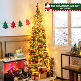 7 英尺预亮半形圣诞树，带 150 盏灯 7 Feet Prelit Half-Shape Christmas Tree with 150 Lights