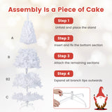 8 英尺白色圣诞树，带实心金属支架 - 8 英尺 8 ft White Christmas Tree with Solid Metal Stand-8 ft