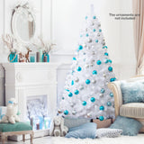 6 英尺白色圣诞树，带实心金属支架 - 6 英尺 6 ft White Christmas Tree with Solid Metal Stand-6 ft