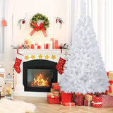 6 英尺白色圣诞树，带实心金属支架 - 6 英尺 6 ft White Christmas Tree with Solid Metal Stand-6 ft