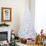 6 英尺白色圣诞树，带实心金属支架 - 6 英尺 6 ft White Christmas Tree with Solid Metal Stand-6 ft