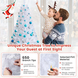 6 英尺白色圣诞树，带实心金属支架 - 6 英尺 6 ft White Christmas Tree with Solid Metal Stand-6 ft