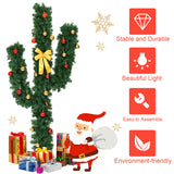 7 英尺人造仙人掌 PVC 圣诞树，带 LED 灯和球装饰品 - 7 英尺 7 Feet Artificial Cactus PVC Christmas Tree with LED Lights and Ball Ornaments-7 ft