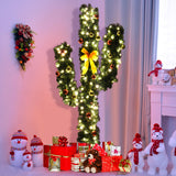 7 英尺人造仙人掌 PVC 圣诞树，带 LED 灯和球装饰品 - 7 英尺 7 Feet Artificial Cactus PVC Christmas Tree with LED Lights and Ball Ornaments-7 ft