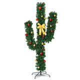 7 英尺人造仙人掌 PVC 圣诞树，带 LED 灯和球装饰品 - 7 英尺 7 Feet Artificial Cactus PVC Christmas Tree with LED Lights and Ball Ornaments-7 ft