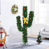 5 英尺人造仙人掌 PVC 圣诞树，带 LED 灯和球装饰品 - 5 英尺 5 Feet Artificial Cactus PVC Christmas Tree with LED Lights and Ball Ornaments-5 ft