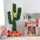 6 英尺人造仙人掌 PVC 圣诞树，带 LED 灯和球装饰品 - 6 英尺 6 Feet Artificial Cactus PVC Christmas Tree with LED Lights and Ball Ornaments-6 ft