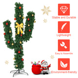 6 英尺人造仙人掌 PVC 圣诞树，带 LED 灯和球装饰品 - 6 英尺 6 Feet Artificial Cactus PVC Christmas Tree with LED Lights and Ball Ornaments-6 ft