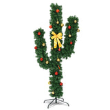 6 英尺人造仙人掌 PVC 圣诞树，带 LED 灯和球装饰品 - 6 英尺 6 Feet Artificial Cactus PVC Christmas Tree with LED Lights and Ball Ornaments-6 ft