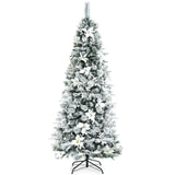 人造圣诞树雪植铅笔树 - 7 英尺 Artificial Christmas Tree Snow Flocked Pencil Tree-7 ft