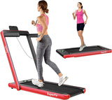 2.25HP 二合一折叠跑步机 带APP音箱遥控-红色 2.25HP 2 in 1 Folding Treadmill with APP Speaker Remote Control-Red