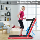 2.25HP 二合一折叠跑步机 带APP音箱遥控-红色 2.25HP 2 in 1 Folding Treadmill with APP Speaker Remote Control-Red