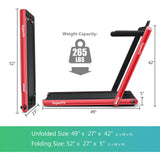 2.25HP 二合一折叠跑步机 带APP音箱遥控-红色 2.25HP 2 in 1 Folding Treadmill with APP Speaker Remote Control-Red