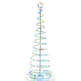 6 英尺发光螺旋圣诞树，树顶星光-白色 6 Feet Light Up Spiral Christmas Tree with Tree Top Star-White