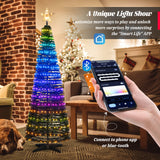 6.2 英尺弹出式发光圣诞树，带 282 个 RGB LED 灯-绿色 6.2 Feet Pop-up Lighted Christmas Tree with 282 RGB LED Lights-Green