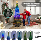 6.2 英尺弹出式发光圣诞树，带 282 个 RGB LED 灯-绿色 6.2 Feet Pop-up Lighted Christmas Tree with 282 RGB LED Lights-Green