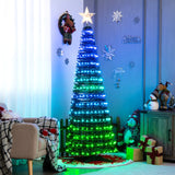 6.2 英尺弹出式发光圣诞树，带 282 个 RGB LED 灯-绿色 6.2 Feet Pop-up Lighted Christmas Tree with 282 RGB LED Lights-Green