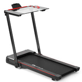 三合一折叠跑步机带大台面液晶显示屏-黑色 3-in-1 Folding Treadmill with Large Desk and LCD Display-Black