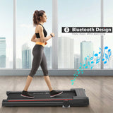 三合一折叠跑步机带大台面液晶显示屏-黑色 3-in-1 Folding Treadmill with Large Desk and LCD Display-Black