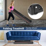 三合一折叠跑步机带大台面液晶显示屏-黑色 3-in-1 Folding Treadmill with Large Desk and LCD Display-Black