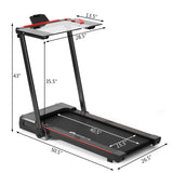 三合一折叠跑步机带大台面液晶显示屏-黑色 3-in-1 Folding Treadmill with Large Desk and LCD Display-Black