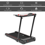 三合一折叠跑步机带大台面液晶显示屏-黑色 3-in-1 Folding Treadmill with Large Desk and LCD Display-Black