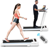 2.25HP 三合一折叠跑步机带桌面音箱遥控器-白色 2.25HP 3-in-1 Folding Treadmill with Table Speaker Remote Control-White