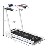 2.25HP 三合一折叠跑步机带桌面音箱遥控器-白色 2.25HP 3-in-1 Folding Treadmill with Table Speaker Remote Control-White