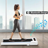 2.25HP 三合一折叠跑步机带桌面音箱遥控器-白色 2.25HP 3-in-1 Folding Treadmill with Table Speaker Remote Control-White