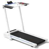 2.25HP 三合一折叠跑步机带桌面音箱遥控器-白色 2.25HP 3-in-1 Folding Treadmill with Table Speaker Remote Control-White