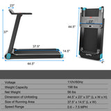 折叠电动紧凑型步行跑步机带APP控制音箱-蓝色 Folding Electric Compact Walking Treadmill with APP Control Speaker-Blue