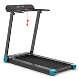 折叠电动紧凑型步行跑步机带APP控制音箱-蓝色 Folding Electric Compact Walking Treadmill with APP Control Speaker-Blue