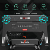 折叠电动紧凑型步行跑步机带APP控制音箱-蓝色 Folding Electric Compact Walking Treadmill with APP Control Speaker-Blue