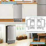 独立式内置制冰机，每天 80 磅 - 银色 Free-Standing Built-in Ice Maker with 80lbs per Day-Silver