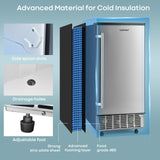 独立式内置制冰机，每天 80 磅 - 银色 Free-Standing Built-in Ice Maker with 80lbs per Day-Silver